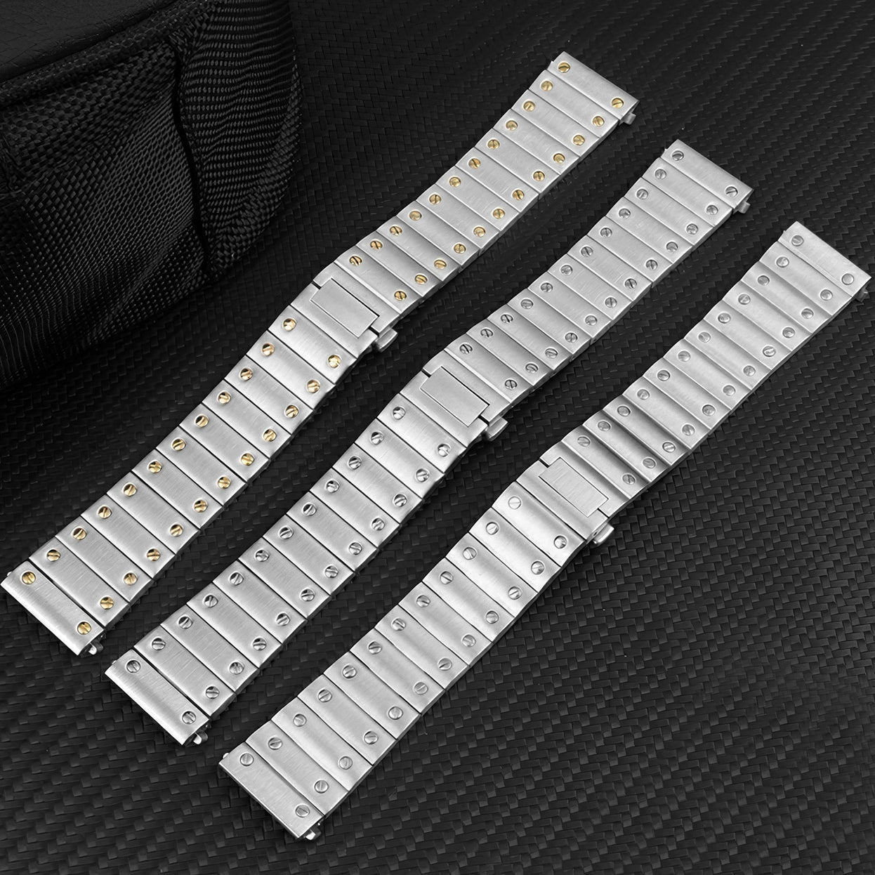 Watch Band Strap Replacement For Cartier Santos Medium WSSA0010 WSSA0009 21mm Bracelet Steel Strap Band Silver