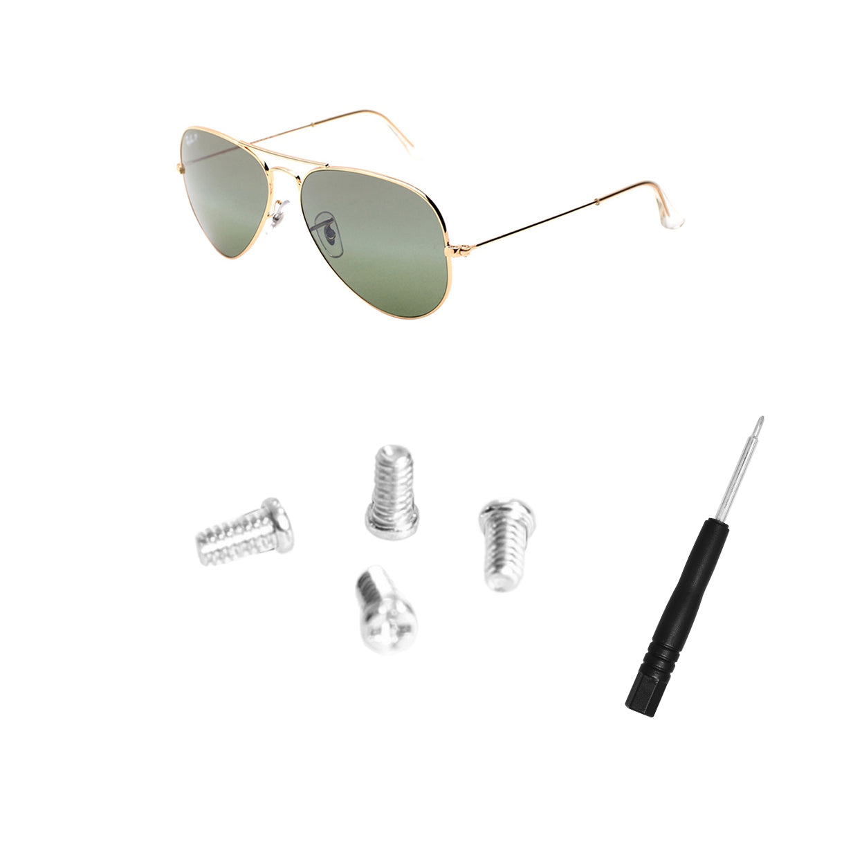 Ray-Ban Replacement Screws – RB3447 RB3548N Hexagonal RB3449 RB1971 Square RB1972 Octagon RB3597 Wings | 4-Pack + Screwdriver