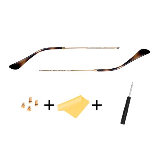 Replacement Temple Arm,Temple Tips for RB3447 RB3547N RB3548N RB3647N Sunglasses,with 4 Screws,1 Screwdriver (Golden arms&Brown tips)
