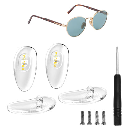 2 Pair Replacement For Prada Nose Pads Sunglasses Eyewear With Screw And Screwdriver 16.5mm Gold 4pcs