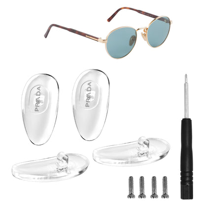 2 Pair Replacement For Prada Nose Pads Sunglasses Eyewear With Screw And Screwdriver 16.5mm Gold 4pcs