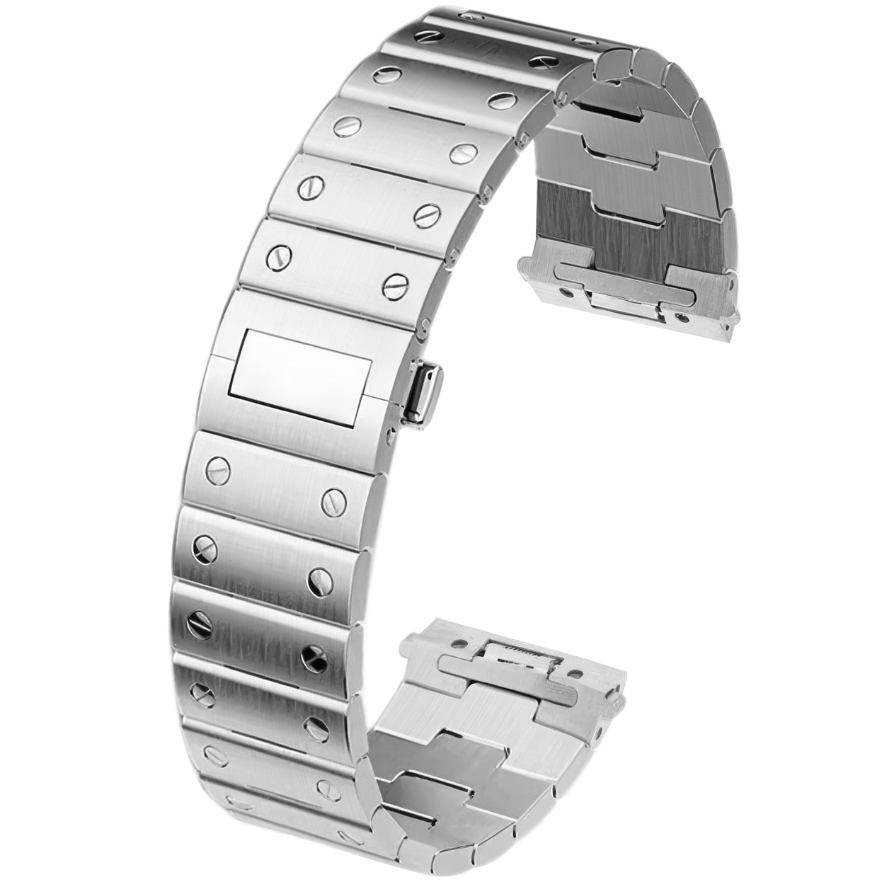 Watch Band Strap Replacement For Cartier Santos Medium WSSA0010 WSSA0009 21mm Bracelet Steel Strap Band Silver