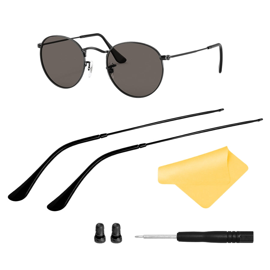 Replacement Temple Arms for Ray-Ban RB3447 Round Metal RB3547N RB3548N RB3647N Sunglasses Black&Black