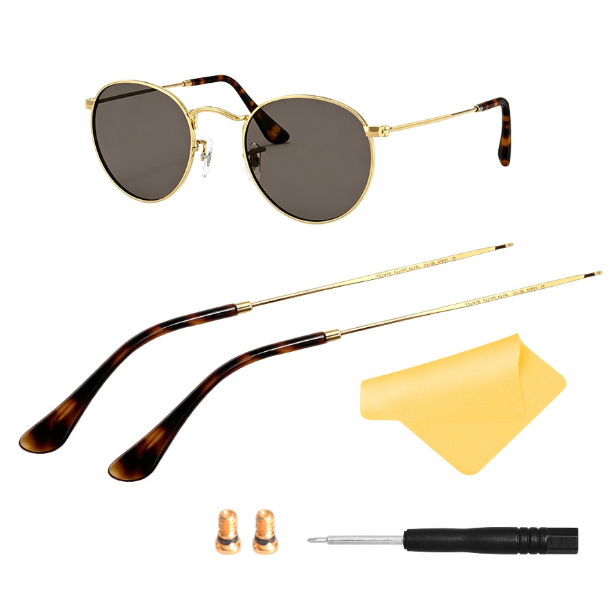 Replacement Temple Arms for Ray-Ban RB3447 Round Metal RB3547N RB3548N RB3647N Sunglasses Gold&Amber