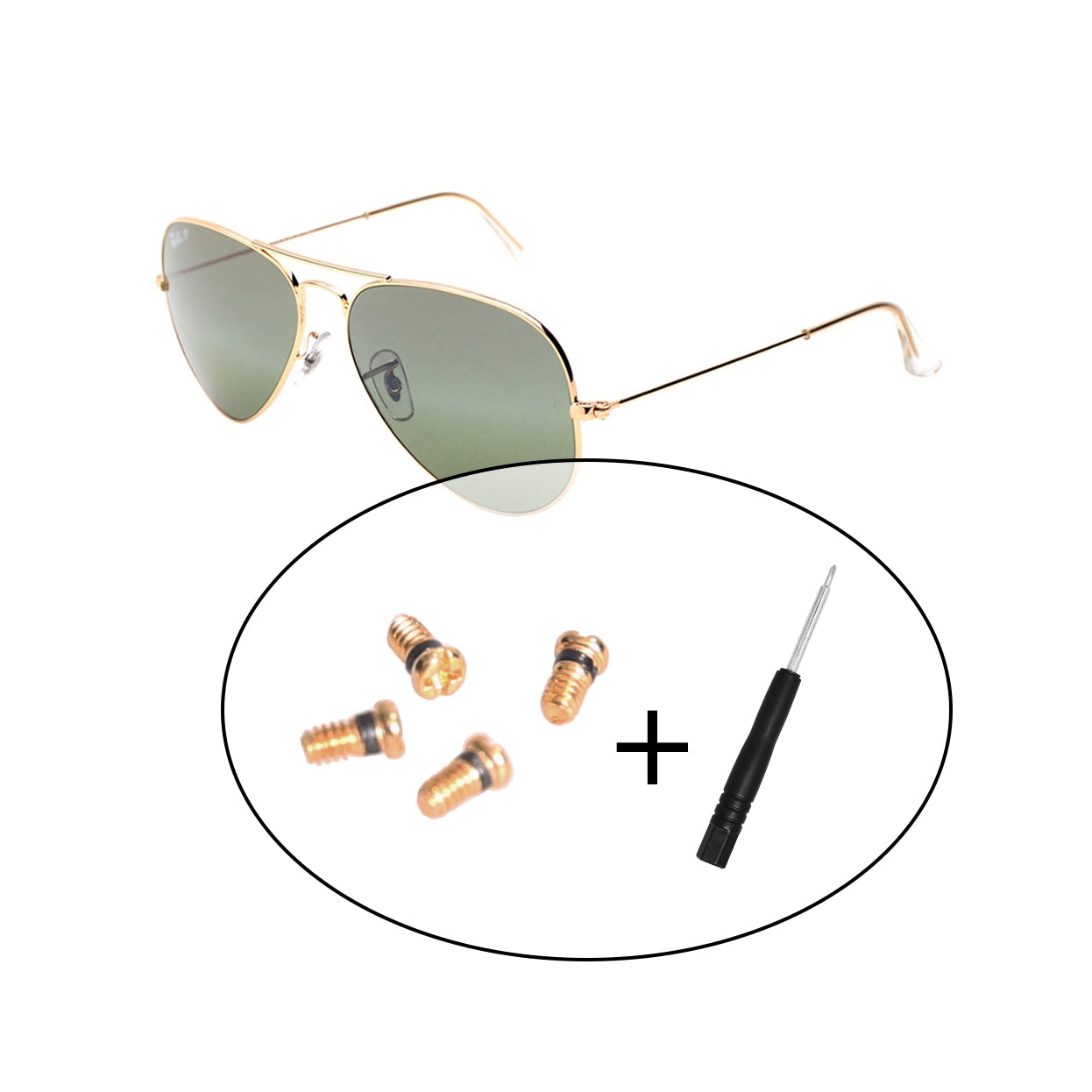 Ray-Ban Replacement Screws – RB3447 RB3548N Hexagonal RB3449 RB1971 Square RB1972 Octagon RB3597 Wings | 4-Pack + Screwdriver