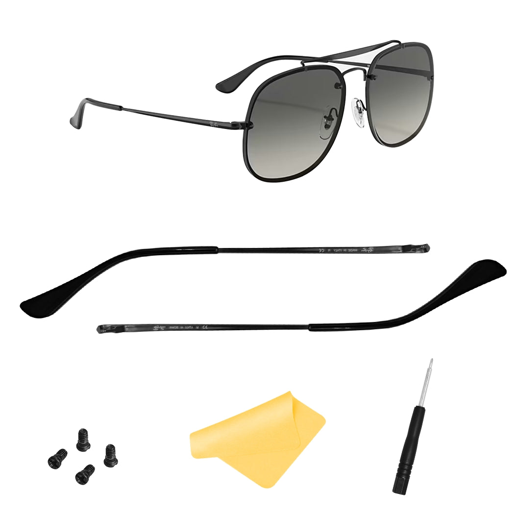 Replacement Temple Arms for Ray-Ban RB3648 RB3561 RB6448 RB7140 Sunglasses with Screws Black&Black