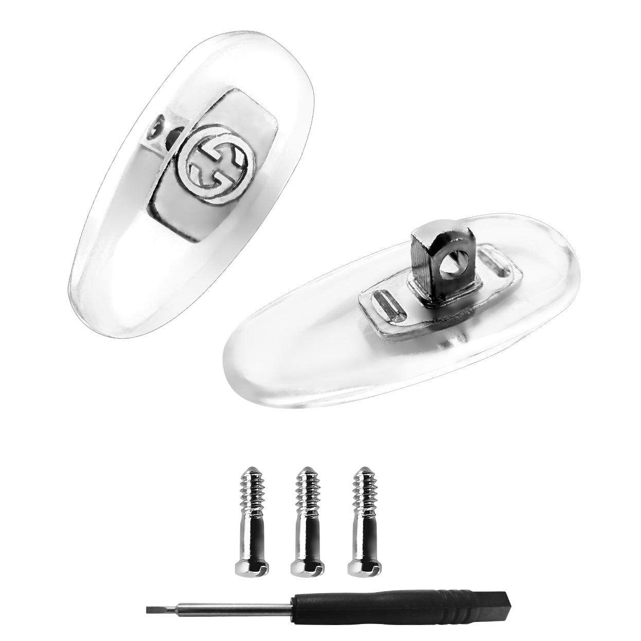 Nose Pads for Gucci Eye Glass Eyeglass Sunglass Frames with Screws Screwdriver Set 14mm Silver