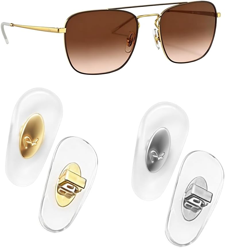 Nose Pads Replacement for Ray-Ban RB Sunglasses Push-in Silver+Gold 2 Pairs