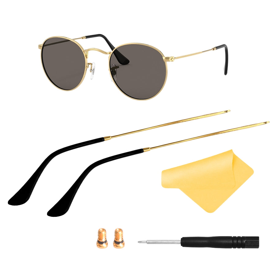 Replacement Temple Arms for Ray-Ban RB3447 Round Metal RB3547N RB3548N RB3647N Sunglasses Gold&Black