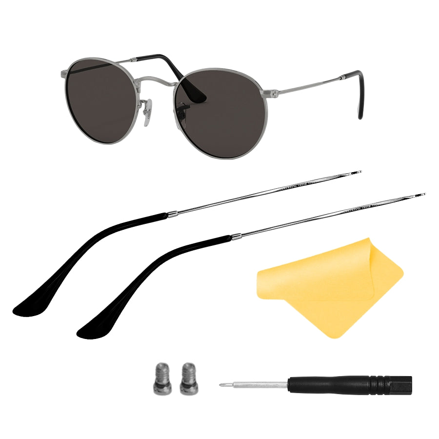 Replacement Temple Arms for Ray-Ban RB3447 Round Metal RB3547N RB3548N RB3647N Sunglasses Gunmetal&Black
