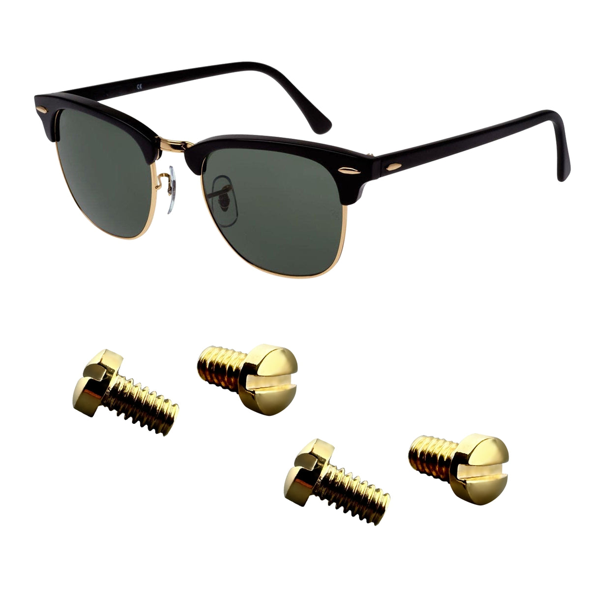 Ray Ban RB3507 RB2716 RB3016 Clubmaster Replacement Back Side Lenses Screws 4 with Screwdriver 1 (Golden, Back Side Hold Screws)