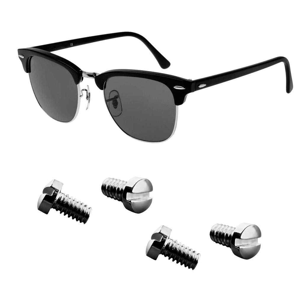 Ray Ban RB3507 RB2716 RB3016 Clubmaster Replacement Back Side Lenses Screws 4 with Screwdriver 1 (Silver, Back Side Hold Screws)