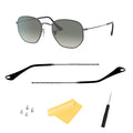 Replacement Temple Arm,Temple Tips for RB3447 RB3547N RB3548N RB3647N Sunglasses,with 4 Screws,1 Screwdriver (Gunmetal arms&Black tips)
