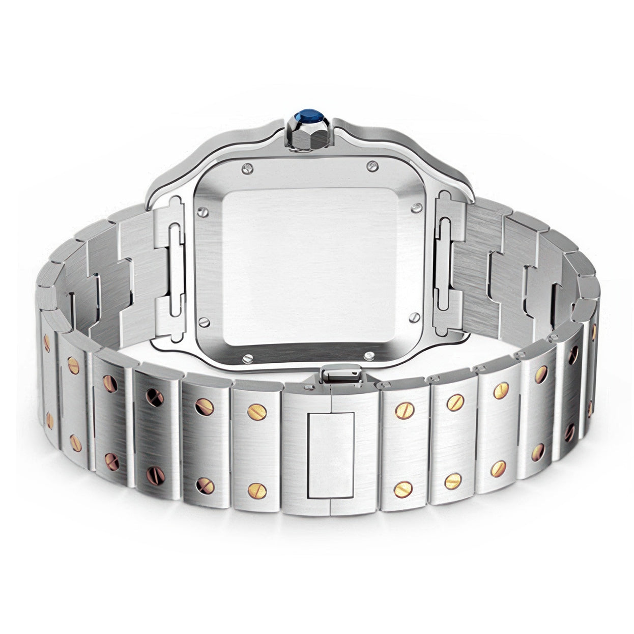 Watch Band Strap Replacement For Cartier Santos Medium WSSA0010 WSSA0009 21mm Bracelet Steel Strap Band Silver