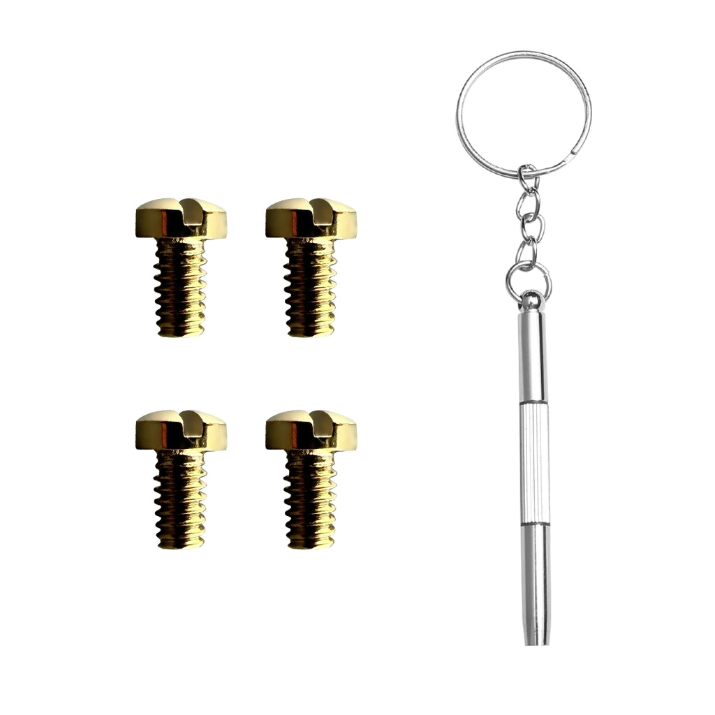 Ray Ban RB3507 RB2716 RB3016 Clubmaster Replacement Back Side Lenses Screws 4 with Screwdriver 1 (Golden, Back Side Hold Screws)