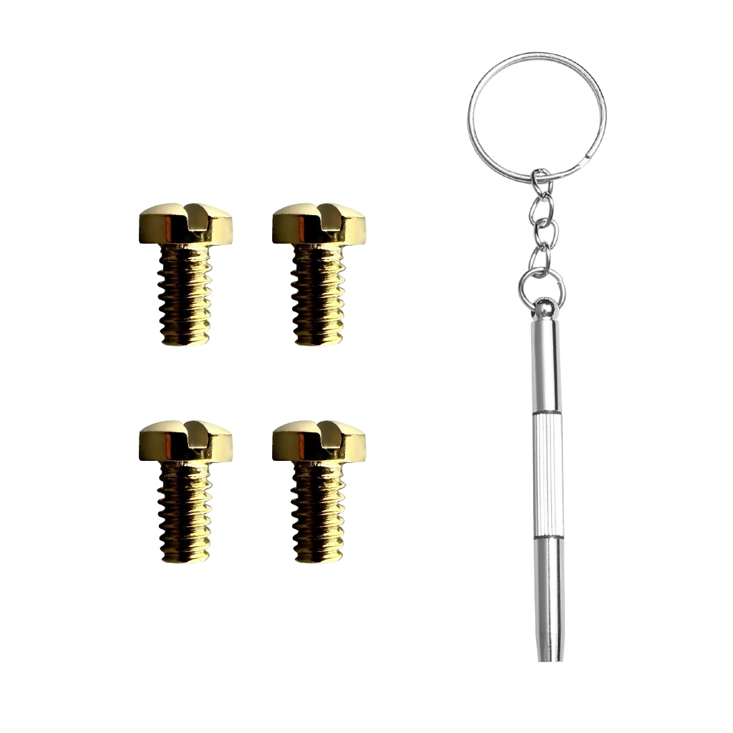 Ray Ban RB3507 RB2716 RB3016 Clubmaster Replacement Back Side Lenses Screws 4 with Screwdriver 1 (Golden, Back Side Hold Screws)