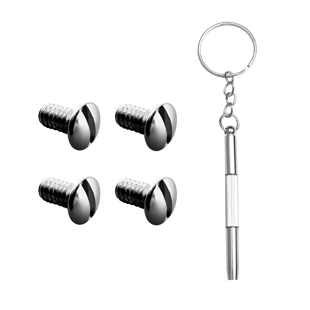 Ray Ban RB3507 RB2716 RB3016 Clubmaster Replacement Back Side Lenses Screws 4 with Screwdriver 1 (Silver, Nose Bridge Hold Screws)