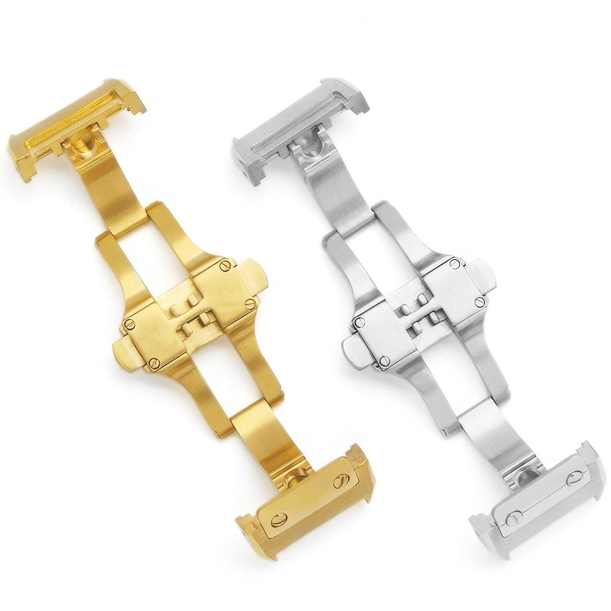 Buckle Clasp Band Replacement For Cartier Santos Leather Deployment Stainless Steel 18mm