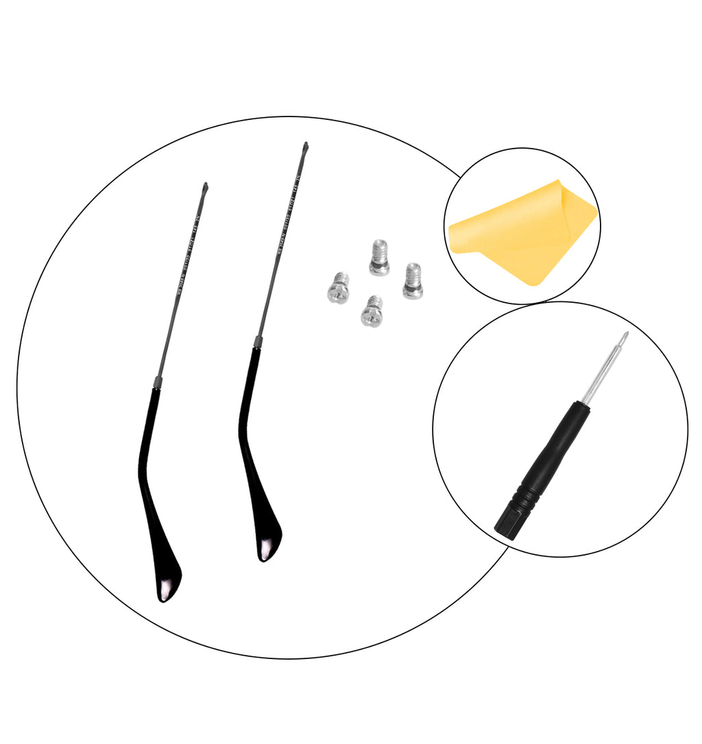 Replacement Temple Arm,Temple Tips for RB3447 RB3547N RB3548N RB3647N Sunglasses,with 4 Screws,1 Screwdriver (Gunmetal arms&Black tips)