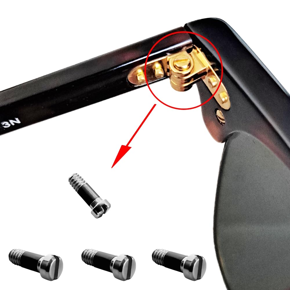 RB3507 RB2716 RB3016 Clubmaster Replacement Back Side Lenses Screws 4 with Screwdriver 1 (Silver, Temple Hinge Screws)