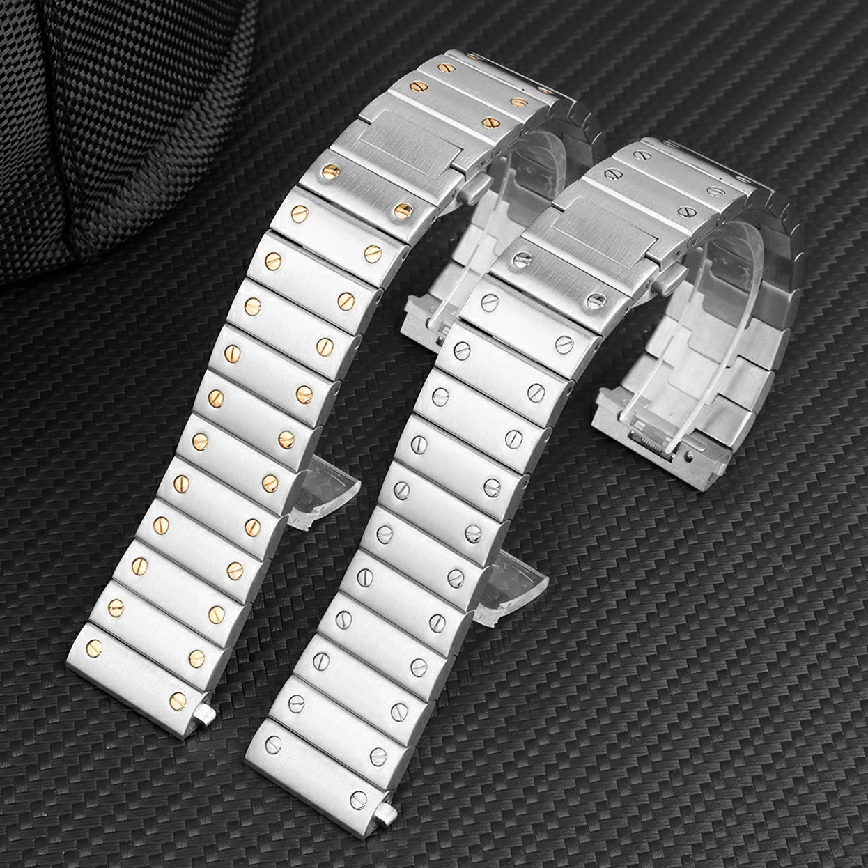 Watch Band Strap Replacement For Cartier Santos Medium WSSA0010 WSSA0009 21mm Bracelet Steel Strap Band Silver