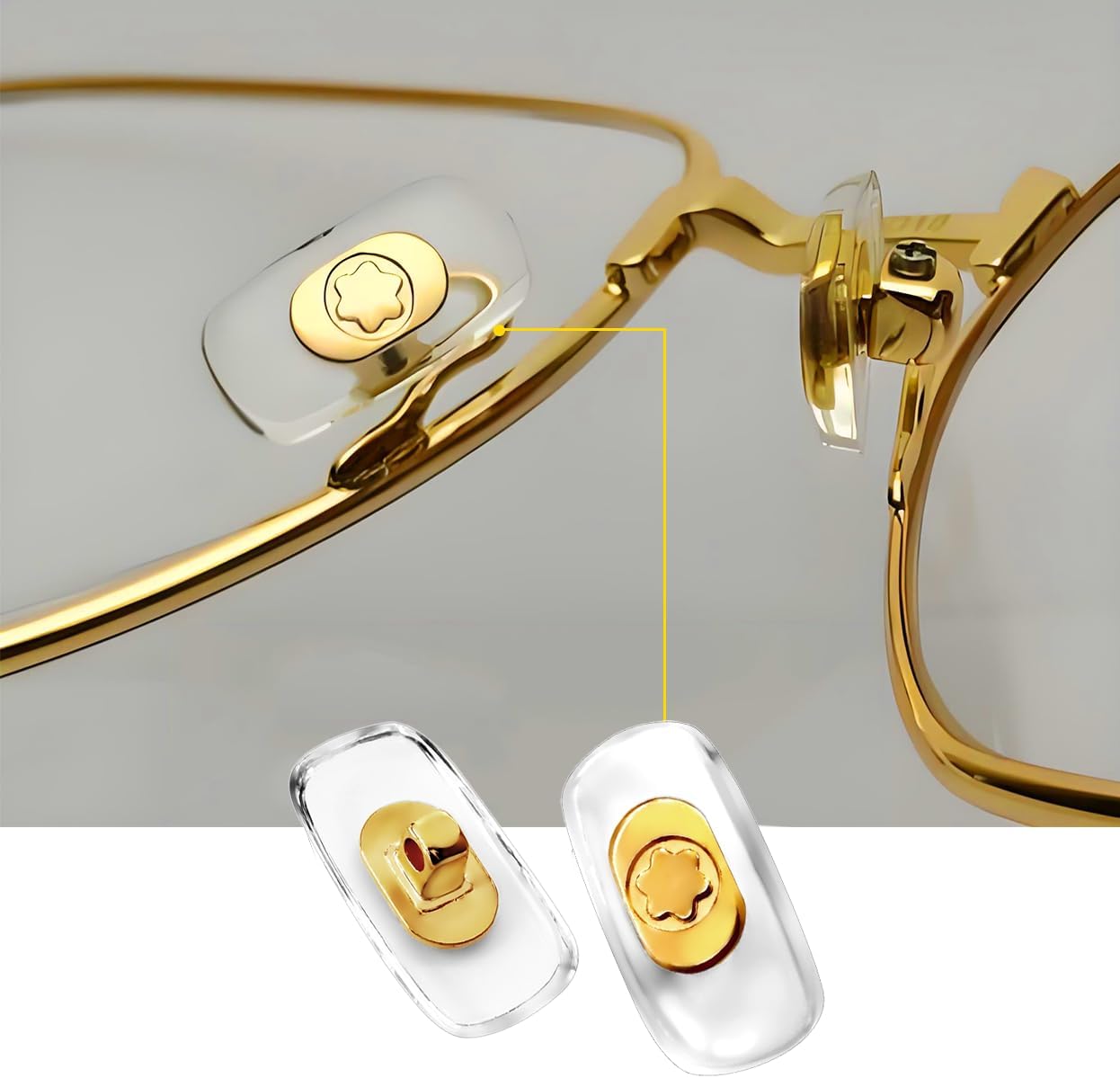 Compatible MontBlanc Screw-In Replacement Nose Pads | Soft Silicone 13mm Gold