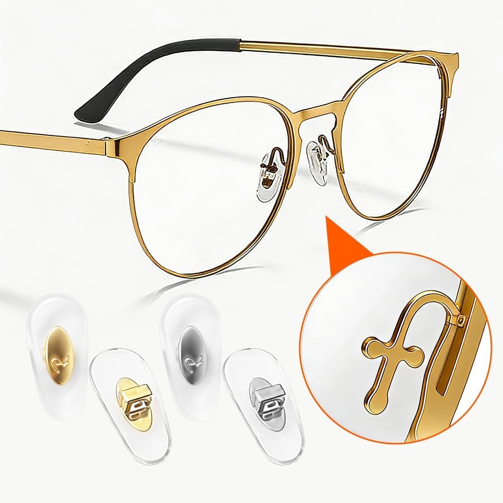 Nose Pads Replacement for Ray-Ban RB Sunglasses Push-in Silver+Gold 2 Pairs