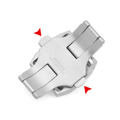 Buckle Clasp Band Replacement For Cartier Santos Leather Deployment Stainless Steel 18mm