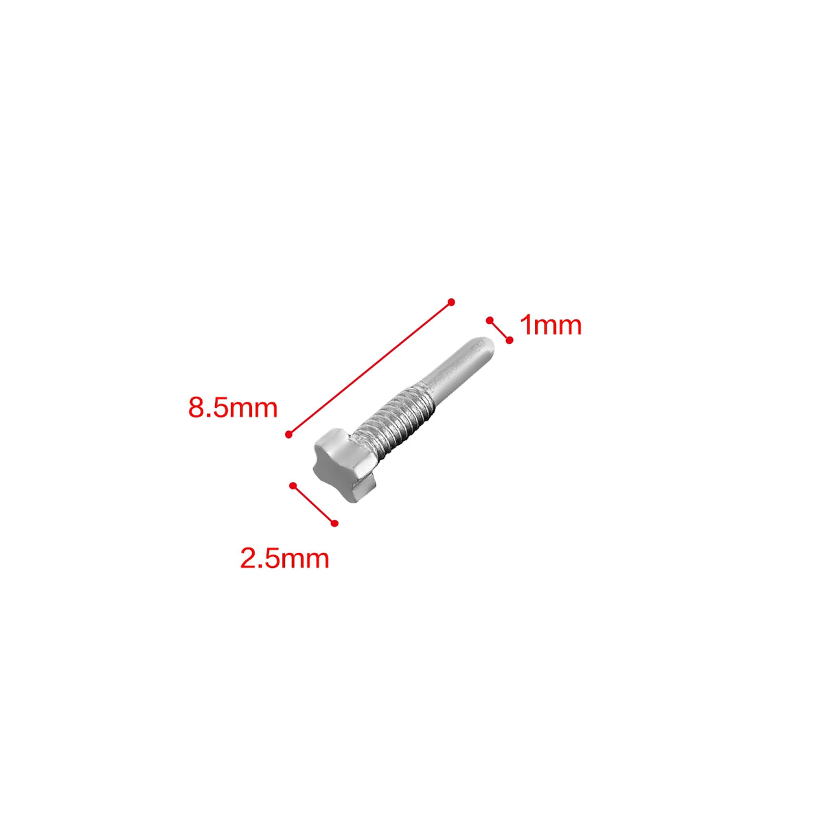 4 Star Screws Replacement for Watch Richard Mille Leather Rubber Band Strap Brushed Screw Silver (4 Star)