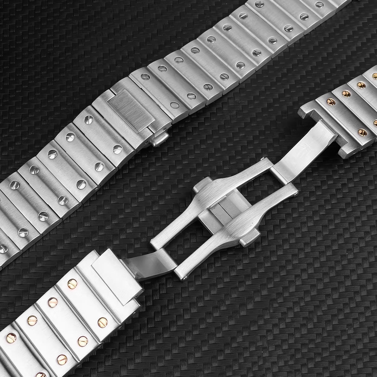 Watch Band Strap Replacement For Cartier Santos Medium WSSA0010 WSSA0009 21mm Bracelet Steel Strap Band Silver