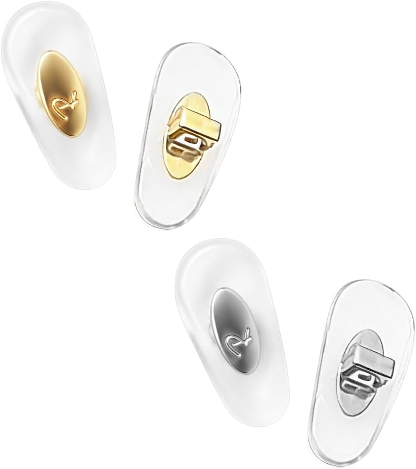 Nose Pads Replacement for Ray-Ban RB Sunglasses Push-in Silver+Gold 2 Pairs