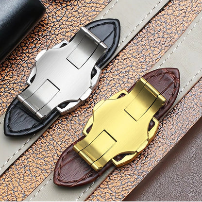 Buckle Clasp Band Replacement For Cartier Santos Leather Deployment Stainless Steel 18mm