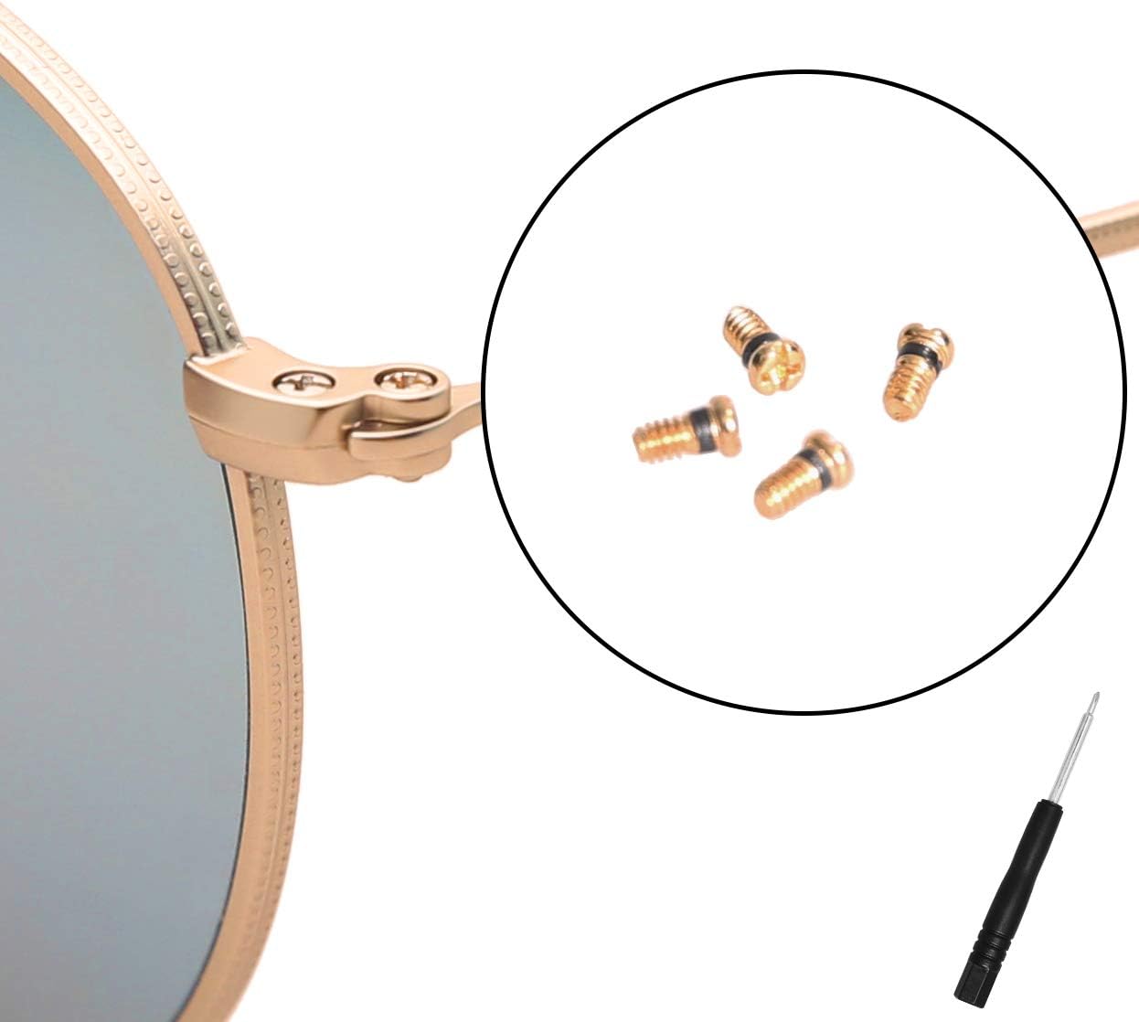 4 pcs Screws For Ray Ban B3647N Round Double Bridge, RB3025, RB3026 Aviator RB3136 Caravan Temple Sunglasses Screw