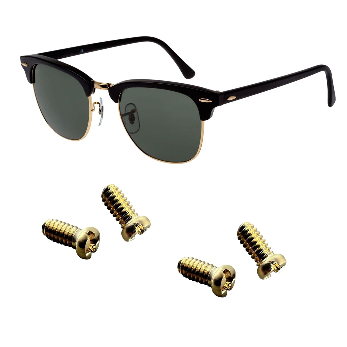 Ray Ban RB3507 RB2716 RB3016 Clubmaster Replacement Back Side Lenses Screws 4 with Screwdriver 1 (Golden, Lenses Ring Screws)