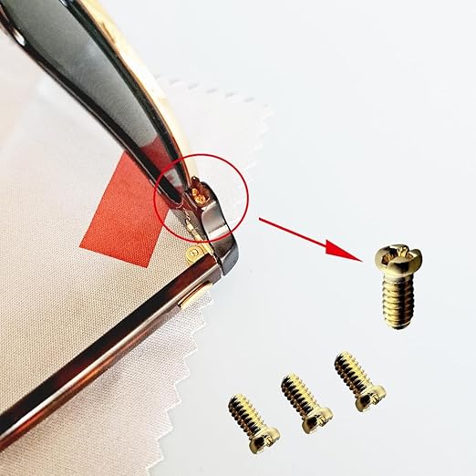 Ray Ban RB3507 RB2716 RB3016 Clubmaster Replacement Back Side Lenses Screws 4 with Screwdriver 1 (Golden, Lenses Ring Screws)