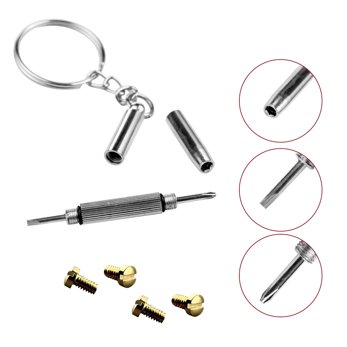 Ray Ban RB3507 RB2716 RB3016 Clubmaster Replacement Back Side Lenses Screws 4 with Screwdriver 1 (Golden, Back Side Hold Screws)