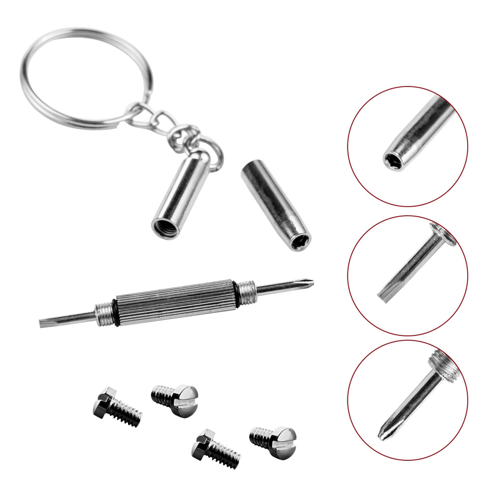 Ray Ban RB3507 RB2716 RB3016 Clubmaster Replacement Back Side Lenses Screws 4 with Screwdriver 1 (Silver, Back Side Hold Screws)