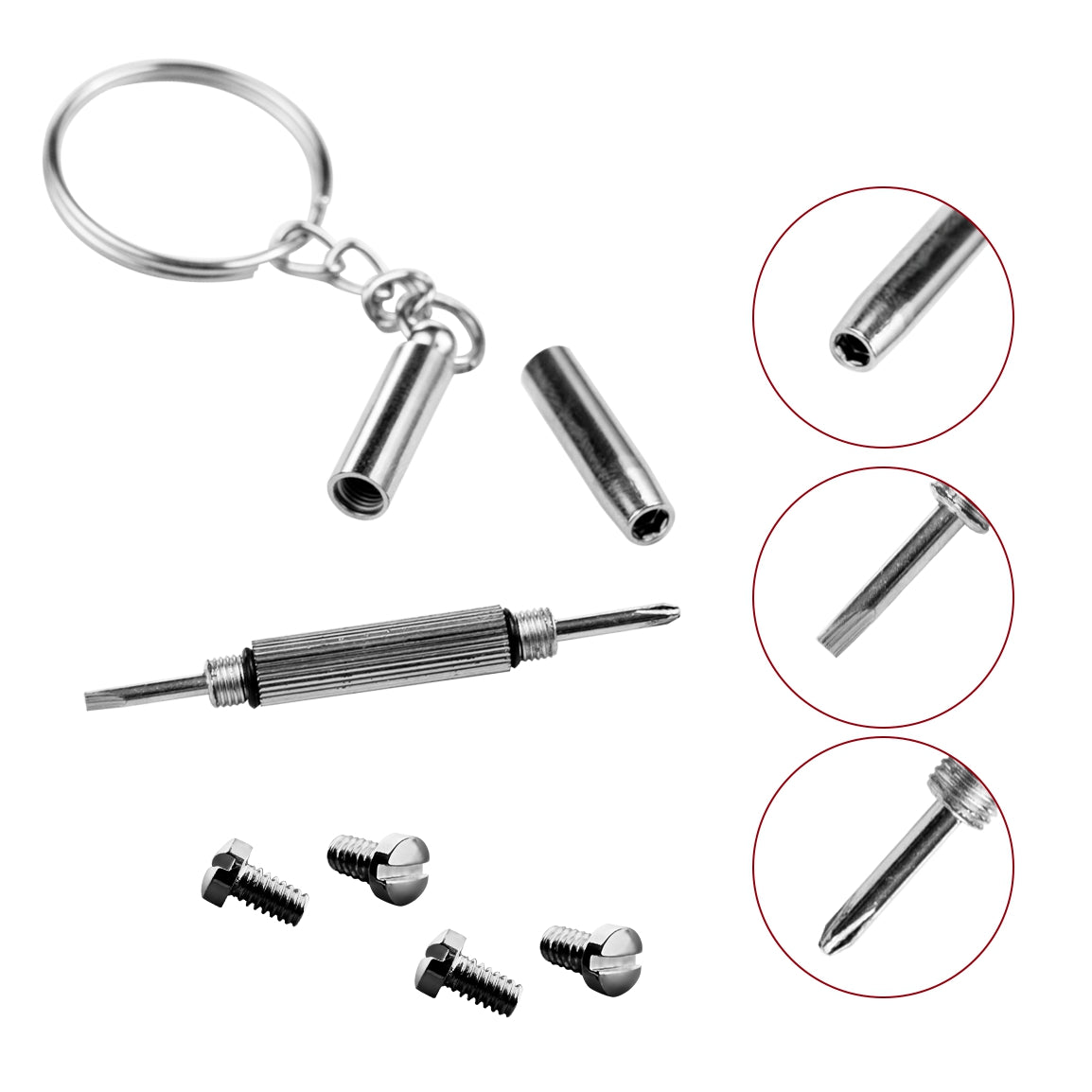 Ray Ban RB3507 RB2716 RB3016 Clubmaster Replacement Back Side Lenses Screws 4 with Screwdriver 1 (Silver, Back Side Hold Screws)