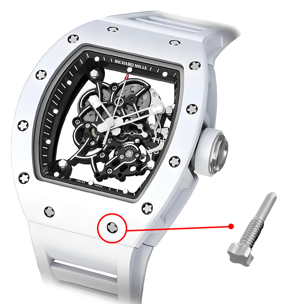 4 Star Screws Replacement for Watch Richard Mille Leather Rubber Band Strap Brushed Screw Silver (4 Star)