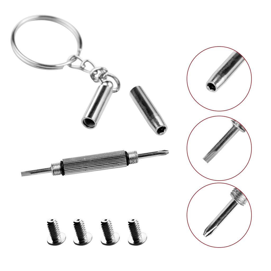 Ray Ban RB3507 RB2716 RB3016 Clubmaster Replacement Back Side Lenses Screws 4 with Screwdriver 1 (Silver, Nose Bridge Hold Screws)