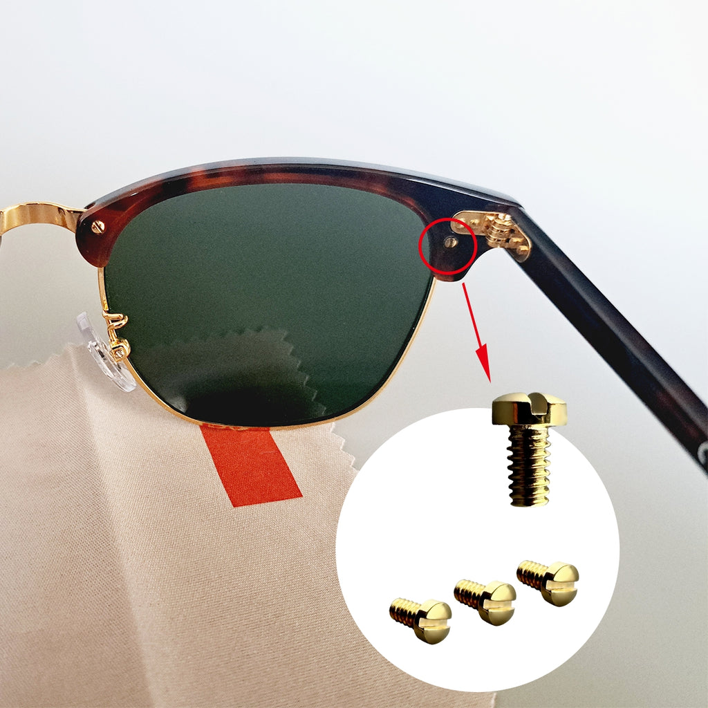 Ray Ban RB3507 RB2716 RB3016 Clubmaster Replacement Back Side Lenses Screws 4 with Screwdriver 1 (Golden, Back Side Hold Screws)