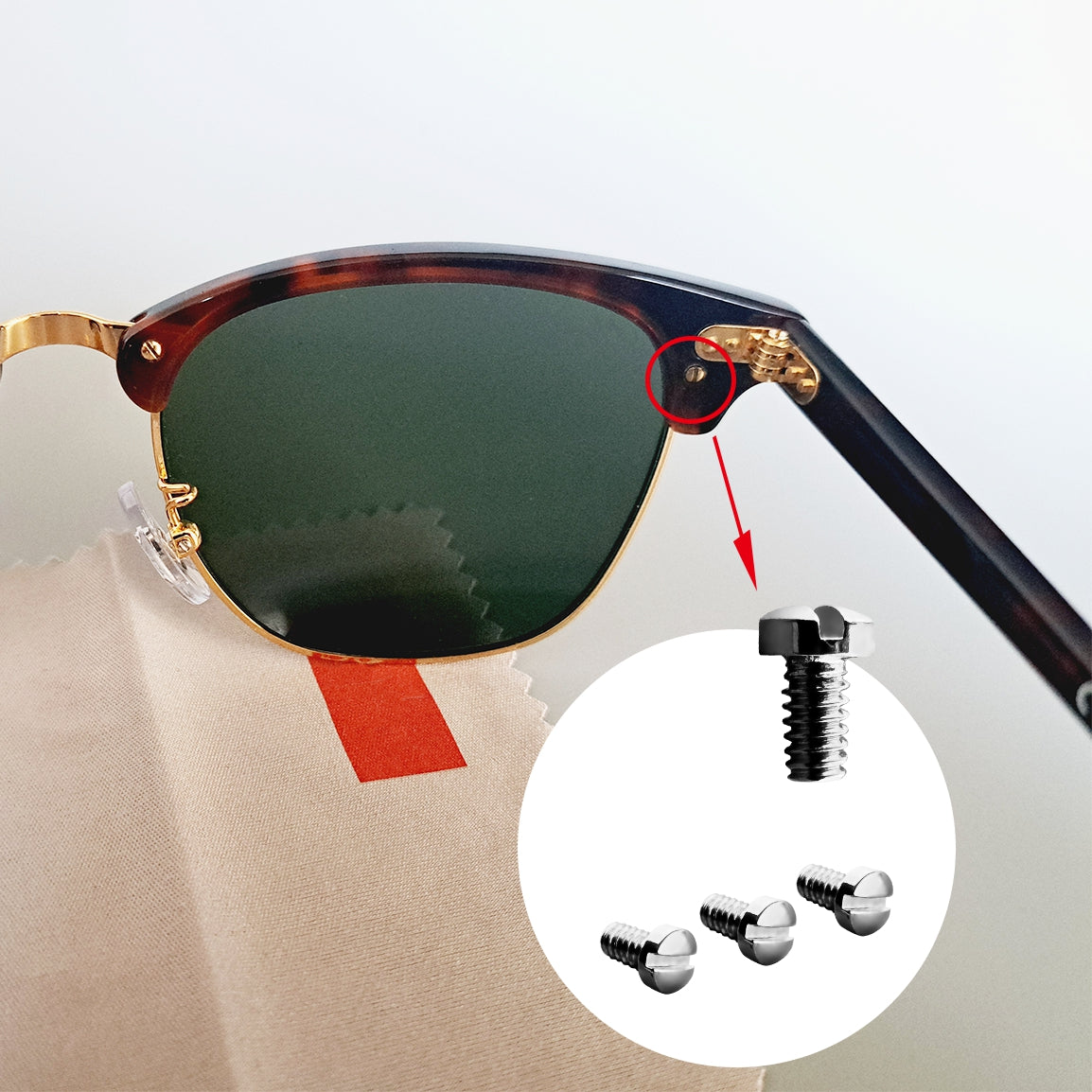 Ray Ban RB3507 RB2716 RB3016 Clubmaster Replacement Back Side Lenses Screws 4 with Screwdriver 1 (Silver, Back Side Hold Screws)