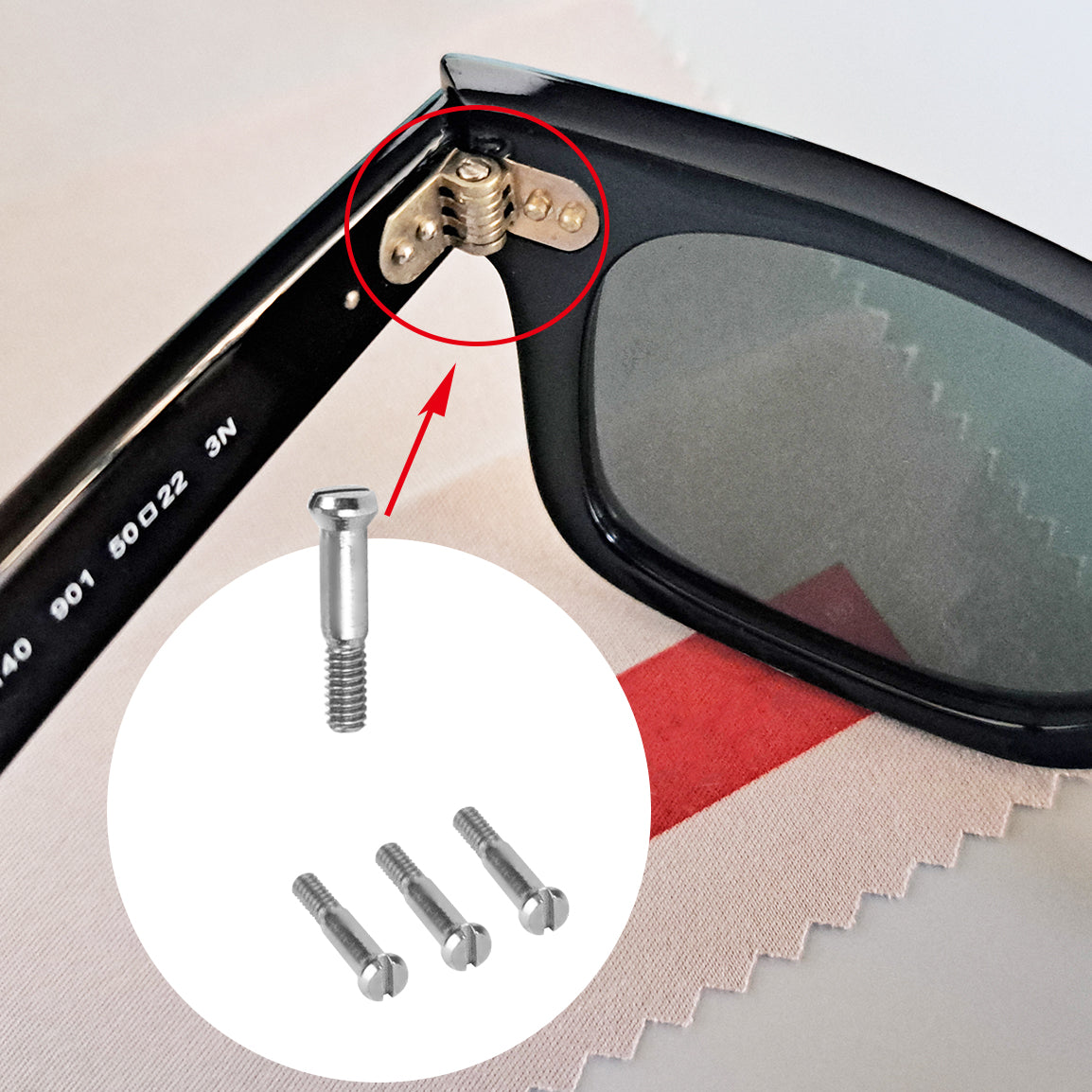 Hicycle2 4PCS Screws For Ray Ban RB2140 RB2168 RB4195 RB4148 RB4152 RB4168 RB4169 RB4340 RX5022 RX5121 RX5227 Replacement Temple Hinge Screw