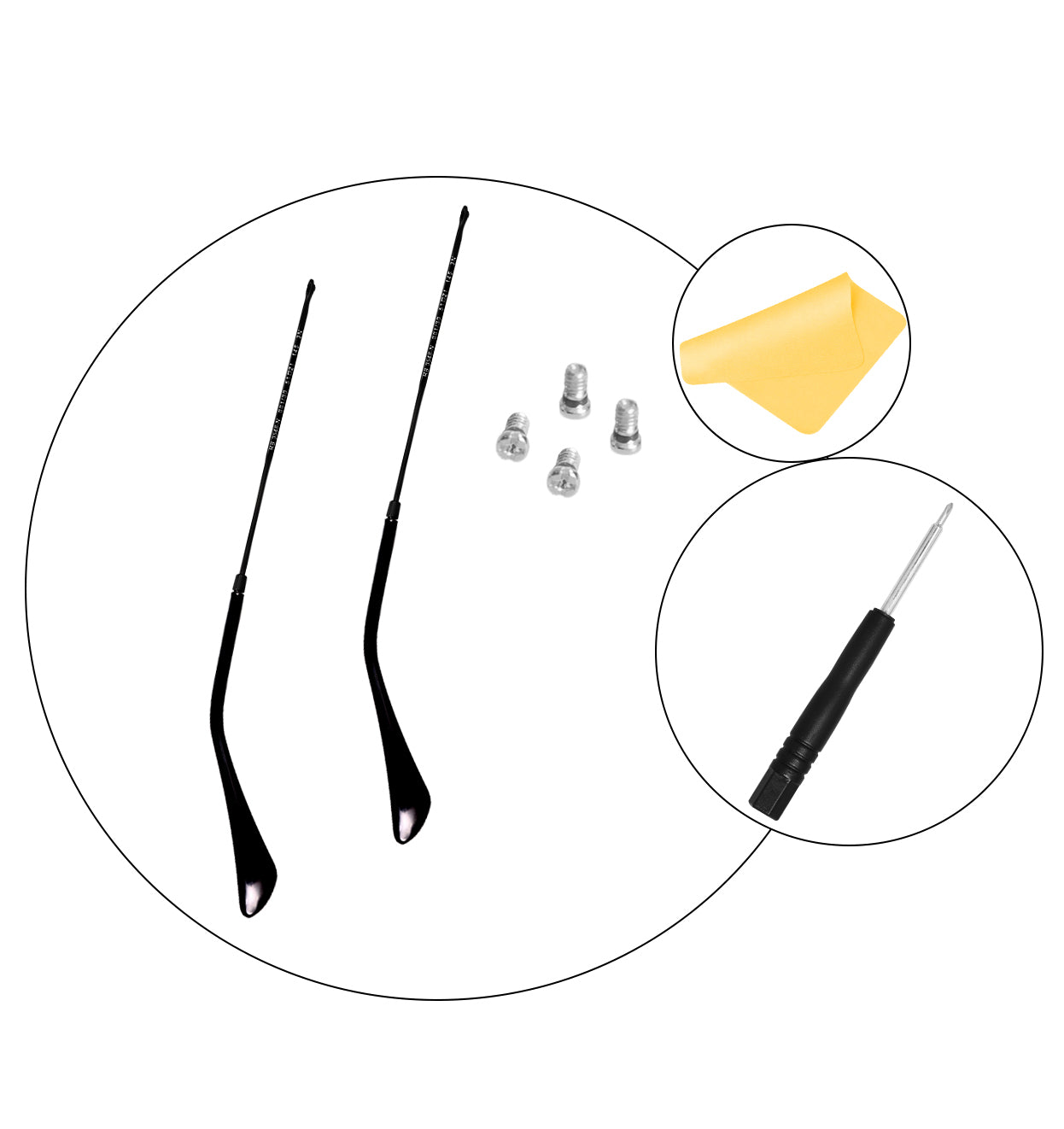 Replacement Temple Arms for Ray-Ban RB3447 Round Metal RB3547N RB3548N RB3647N Sunglasses Black&Black