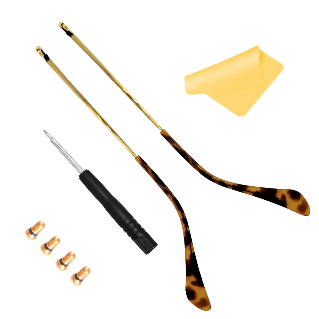 Replacement Temple Arms for Ray-Ban RB3648 RB3561 RB6448 RB7140 Sunglasses with Screws Gold&Amber
