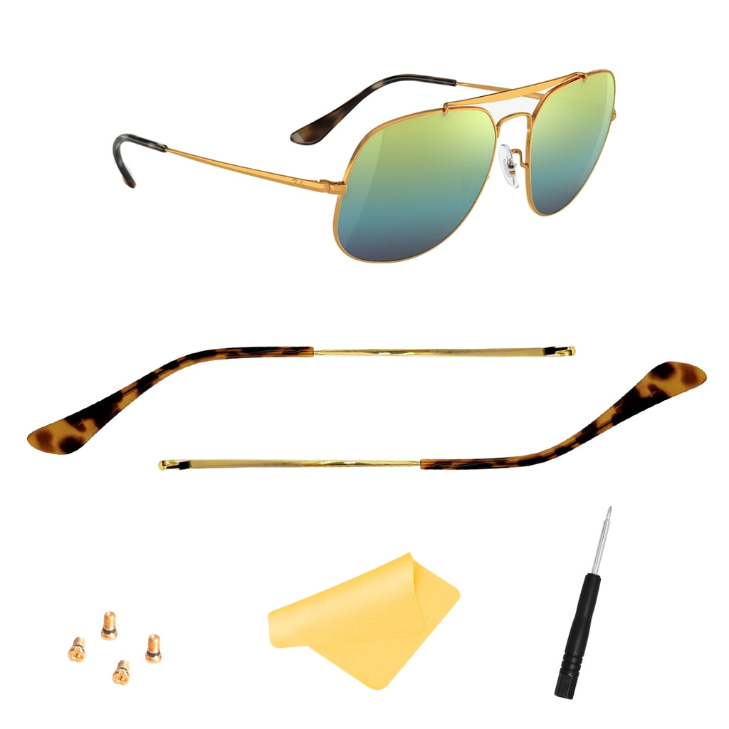 Replacement Temple Arms for Ray-Ban RB3648 RB3561 RB6448 RB7140 Sunglasses with Screws Gold&Amber