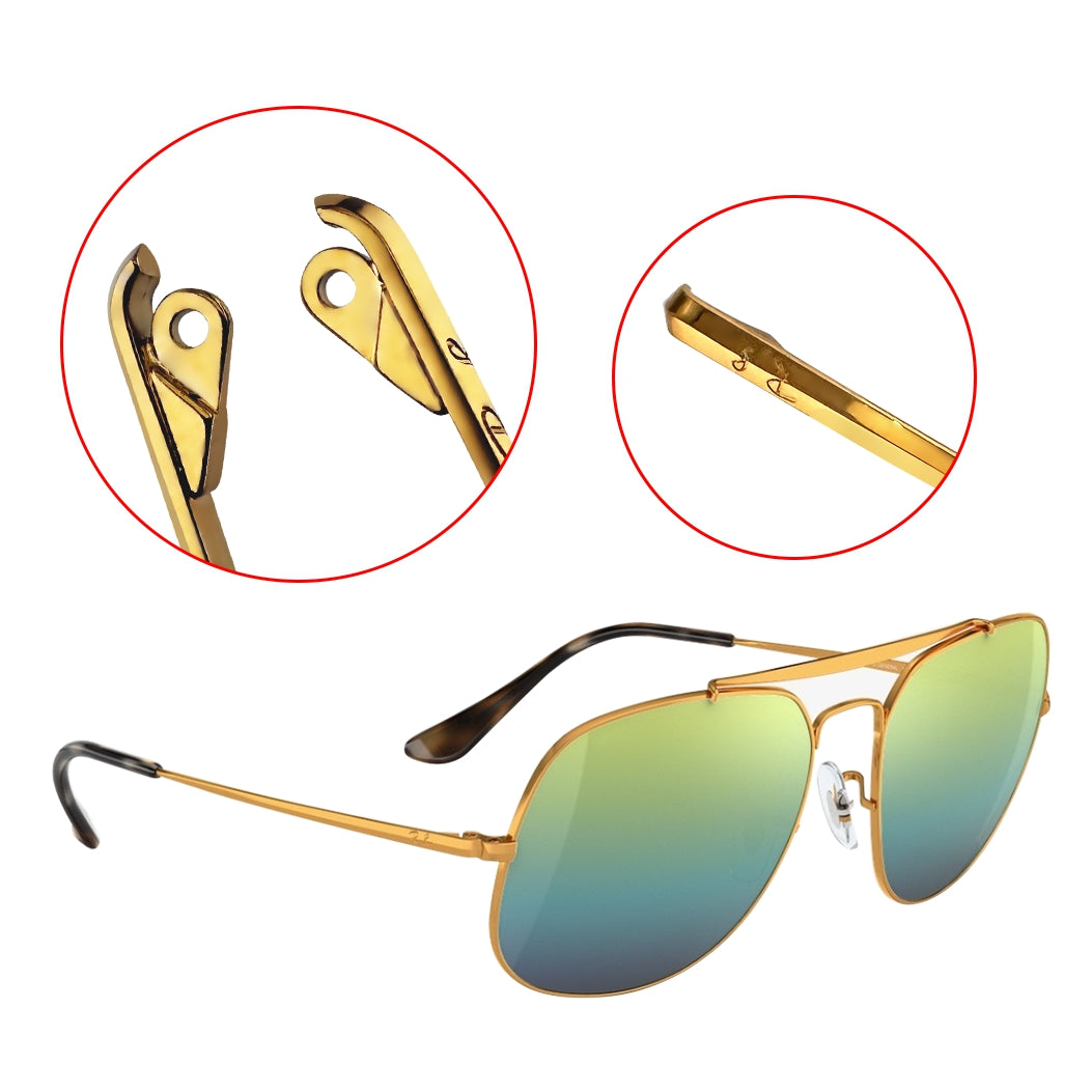 Replacement Temple Arms for Ray-Ban RB3648 RB3561 RB6448 RB7140 Sunglasses with Screws Gold&Amber