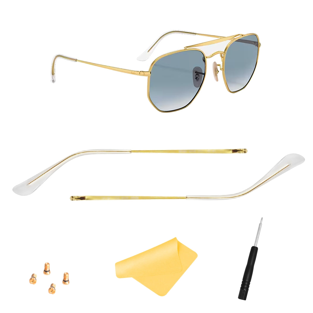 Replacement Temple Arms for Ray-Ban RB3648 RB3561 RB6448 RB7140 Sunglasses with Screws Gold&Clear