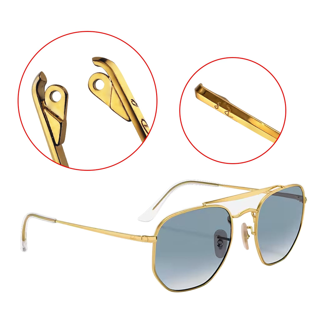 Replacement Temple Arms for Ray-Ban RB3648 RB3561 RB6448 RB7140 Sunglasses with Screws Gold&Clear