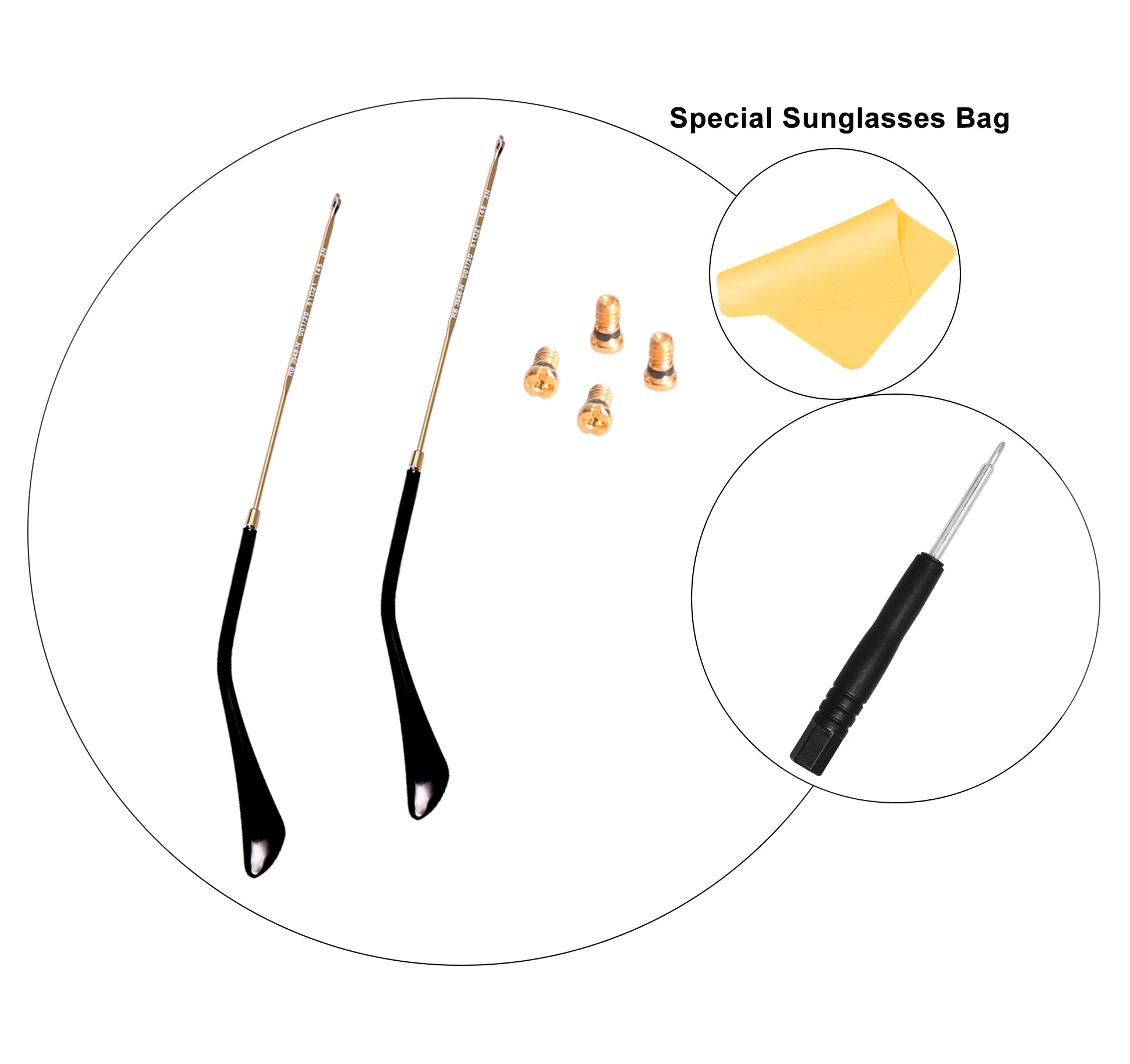 Replacement Temple Arms for Ray-Ban RB3447 Round Metal RB3547N RB3548N RB3647N Sunglasses Gold&Black